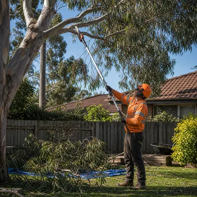 Tree Pruning in Frankston. Crown reductions, lifts, thinning and deadwooding done to keep the tree sound, let light in and clear roofs and driveways.